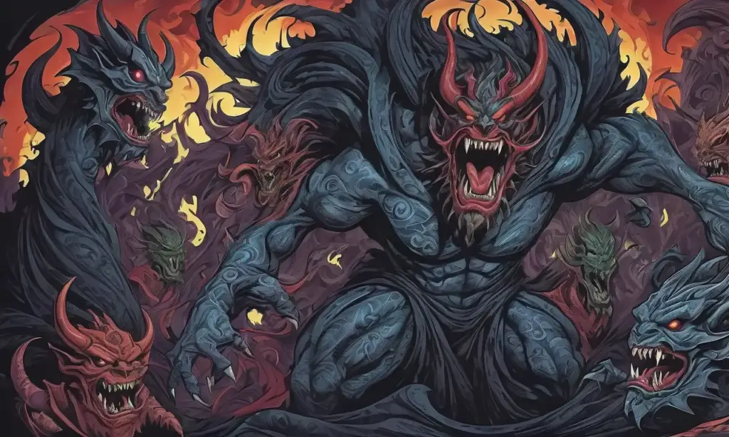 Una composición caótica de demonios con contrastes intensos