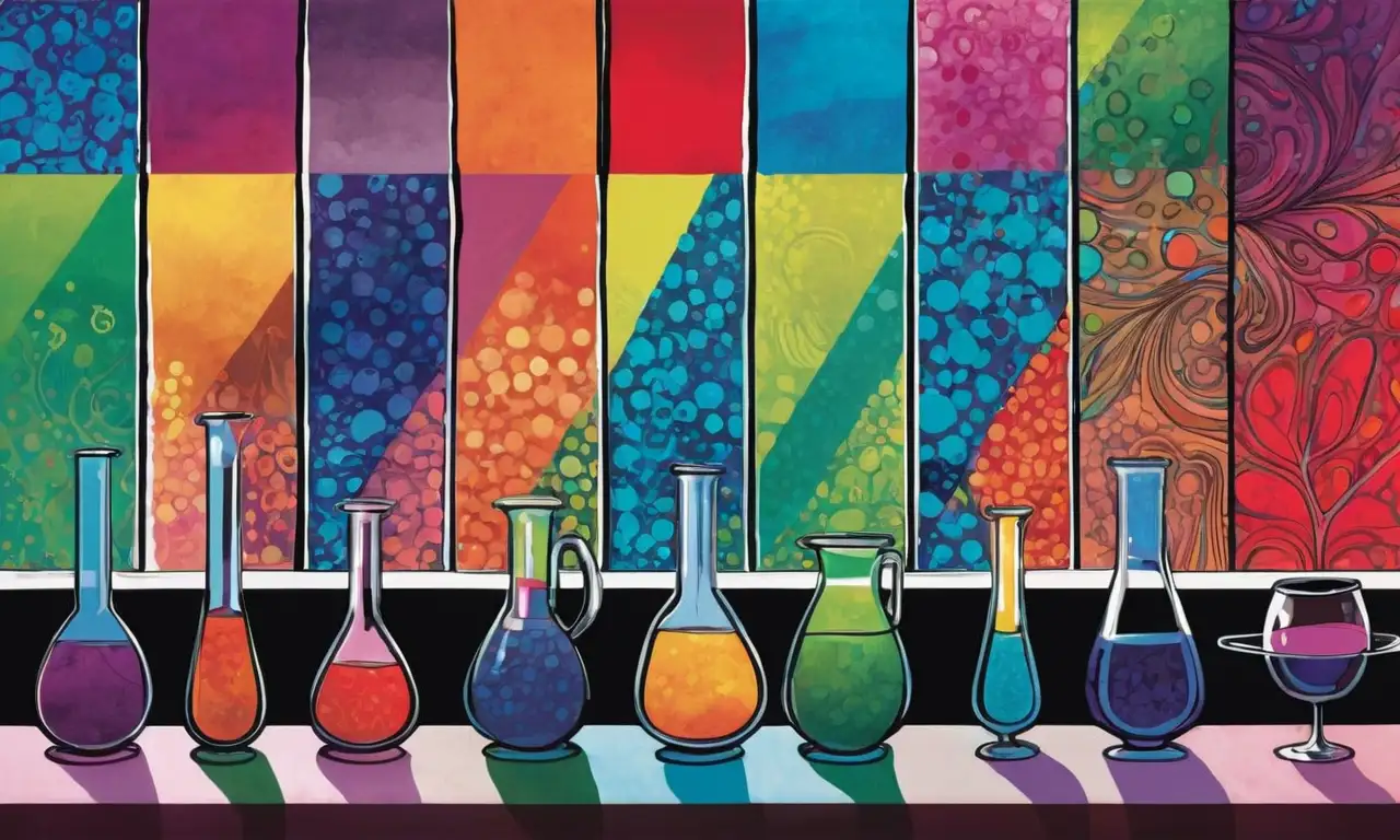 Colores vibrantes y texturas intrincadas crean una narrativa visual dinámica de experimentación
