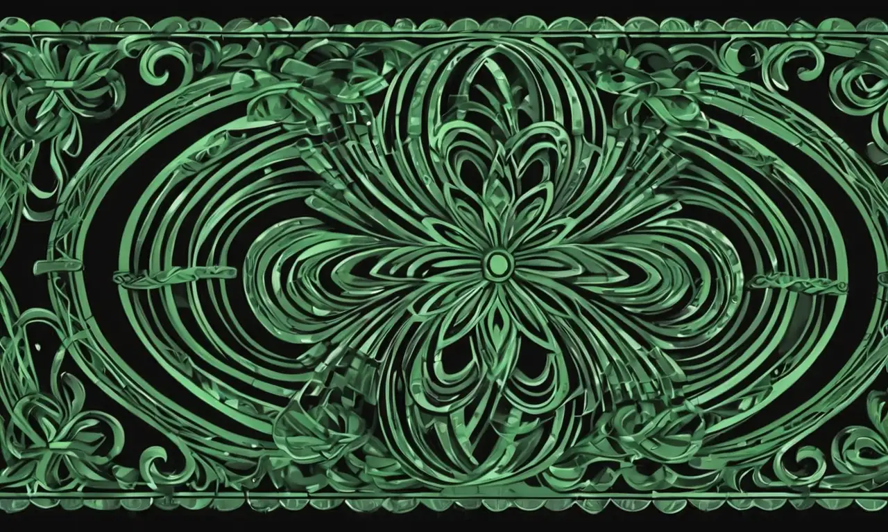 Diseño de rayas verdes y negras con patrones intrincados y detalles elegantes