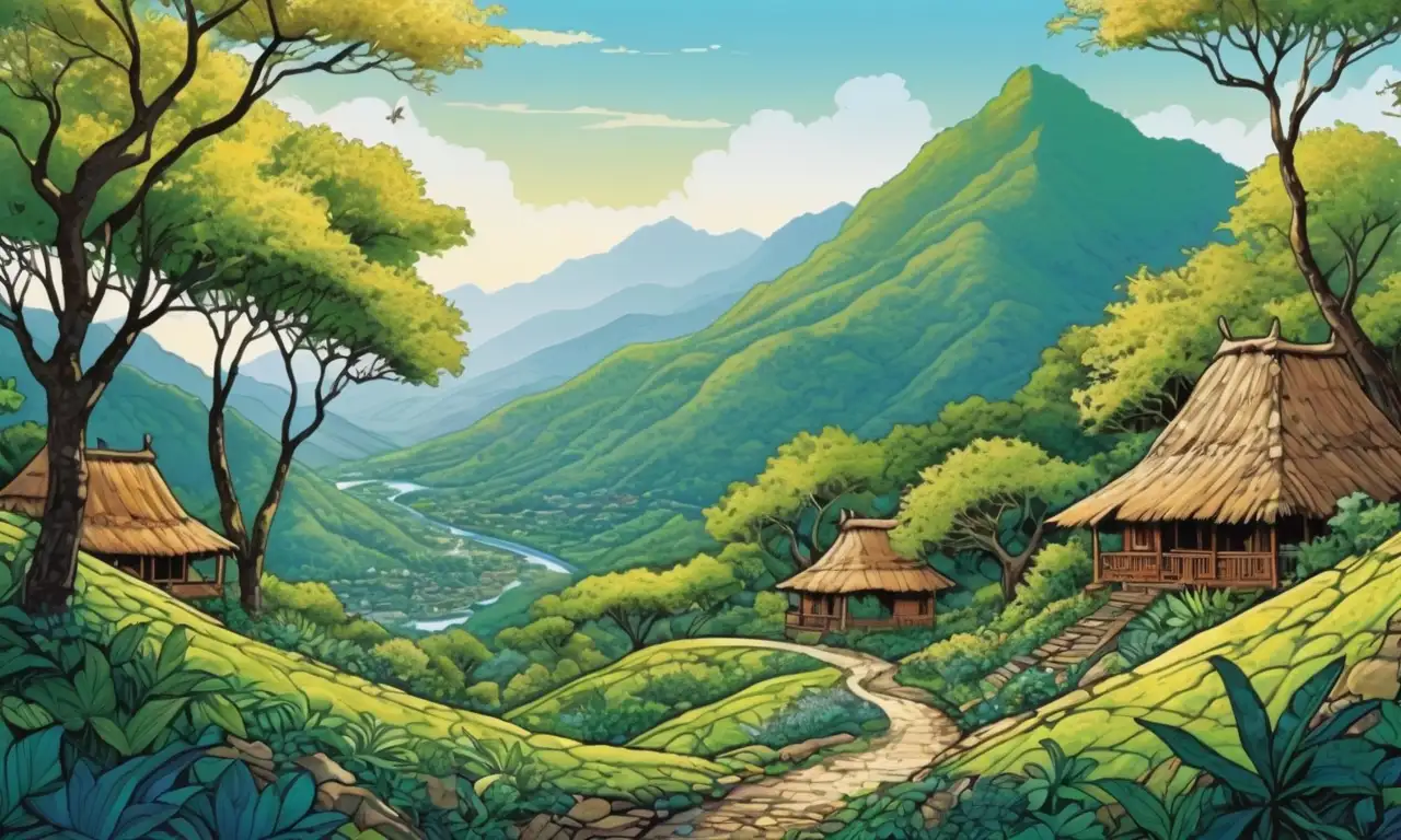Una jungla vibrante llena de vida y color, con luz suave y detalles intrincados