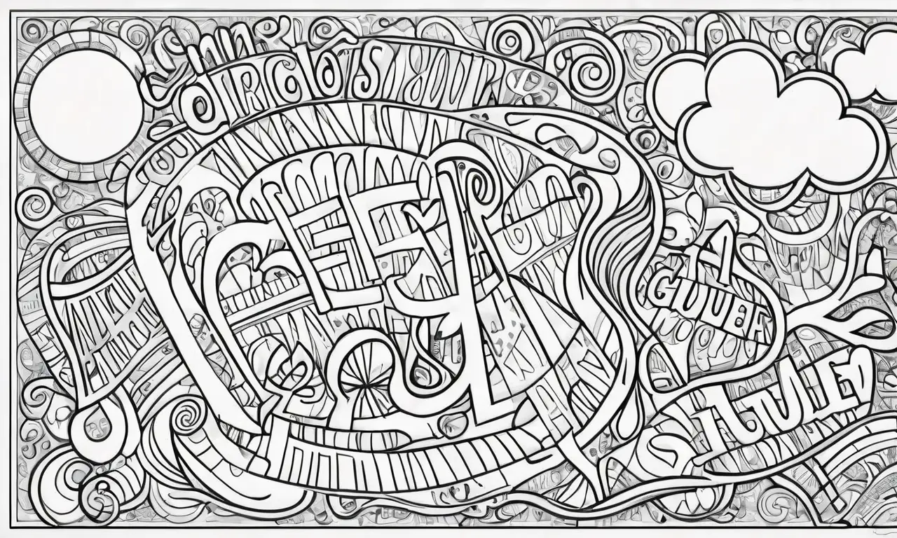 Un diseño visualmente atractivo con palabras contrastantes y detalles intrincados que sugiere reflexión y profundidad