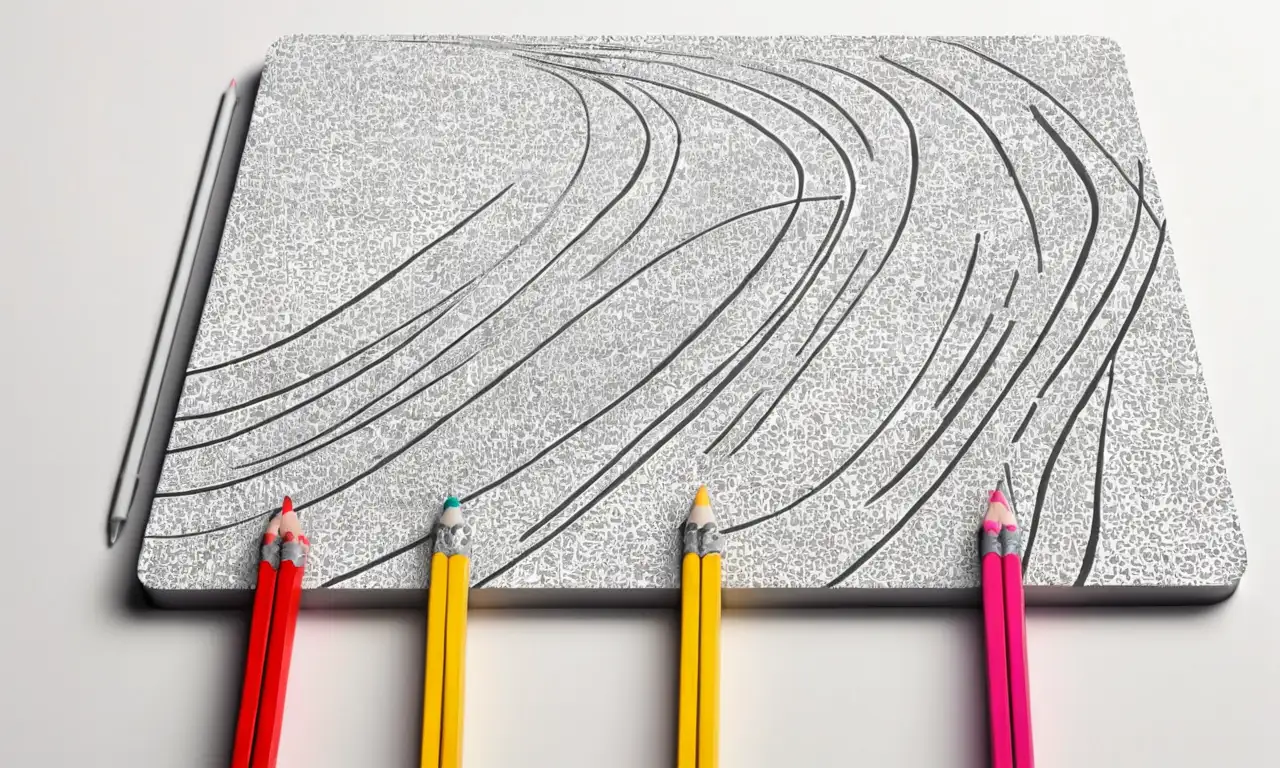 Un dibujo detallado de una balanza con contraste, texturas y colores equilibrados