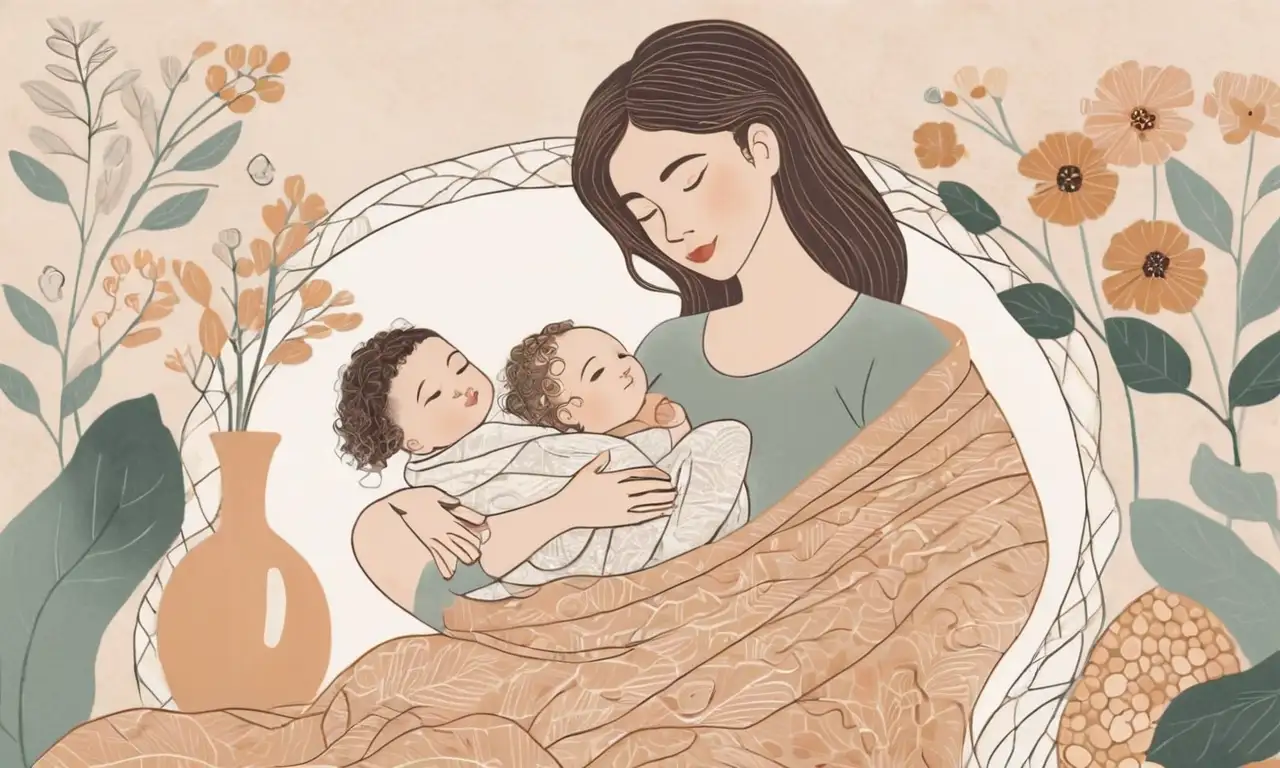 Líneas suaves y cálidas que representan la maternidad y la sanación holística
