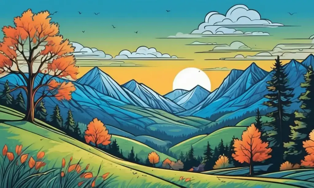 Un paisaje vibrante con montañas