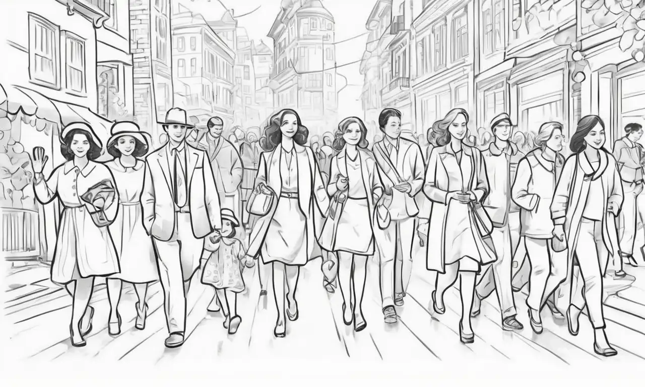 El arte captura la evolución generacional a través de líneas, sombras y detalles que reflejan la historia y las conexiones familiares