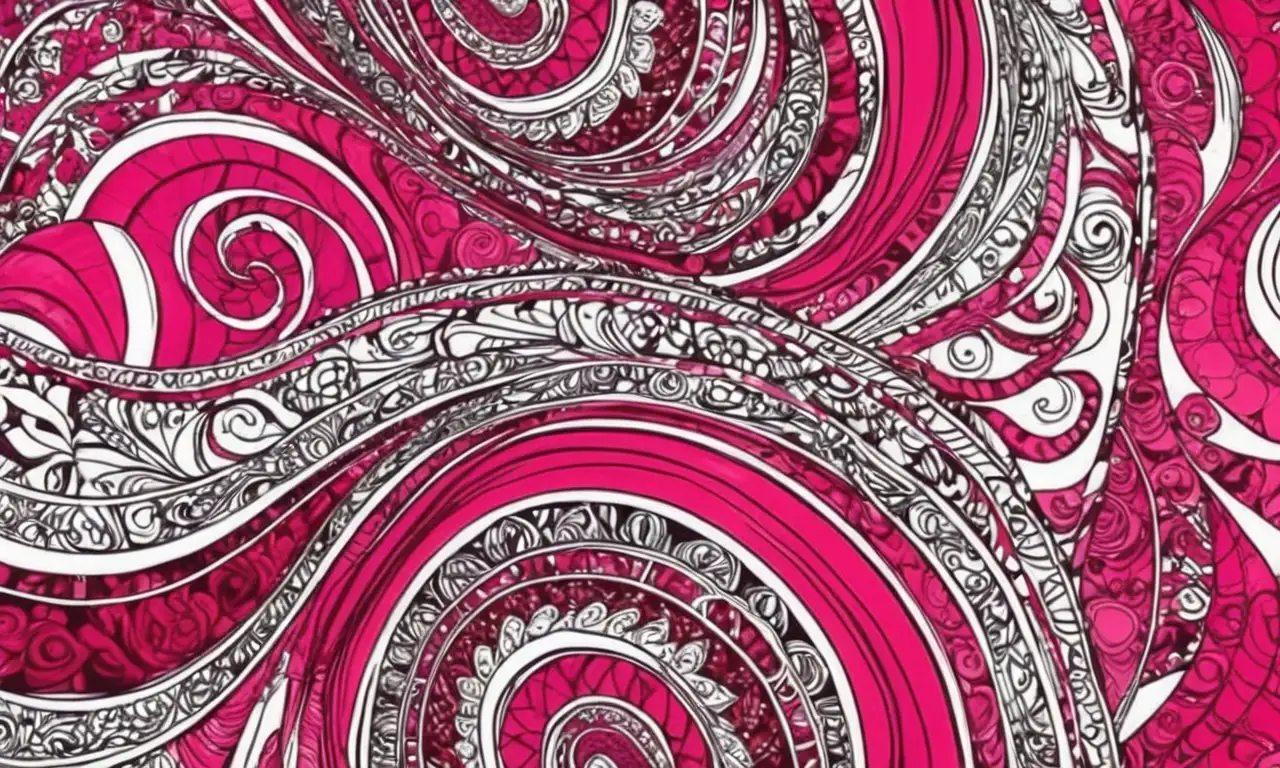 Colores escarlata vibrantes y formas fluidas crean una composición enérgica y emotiva