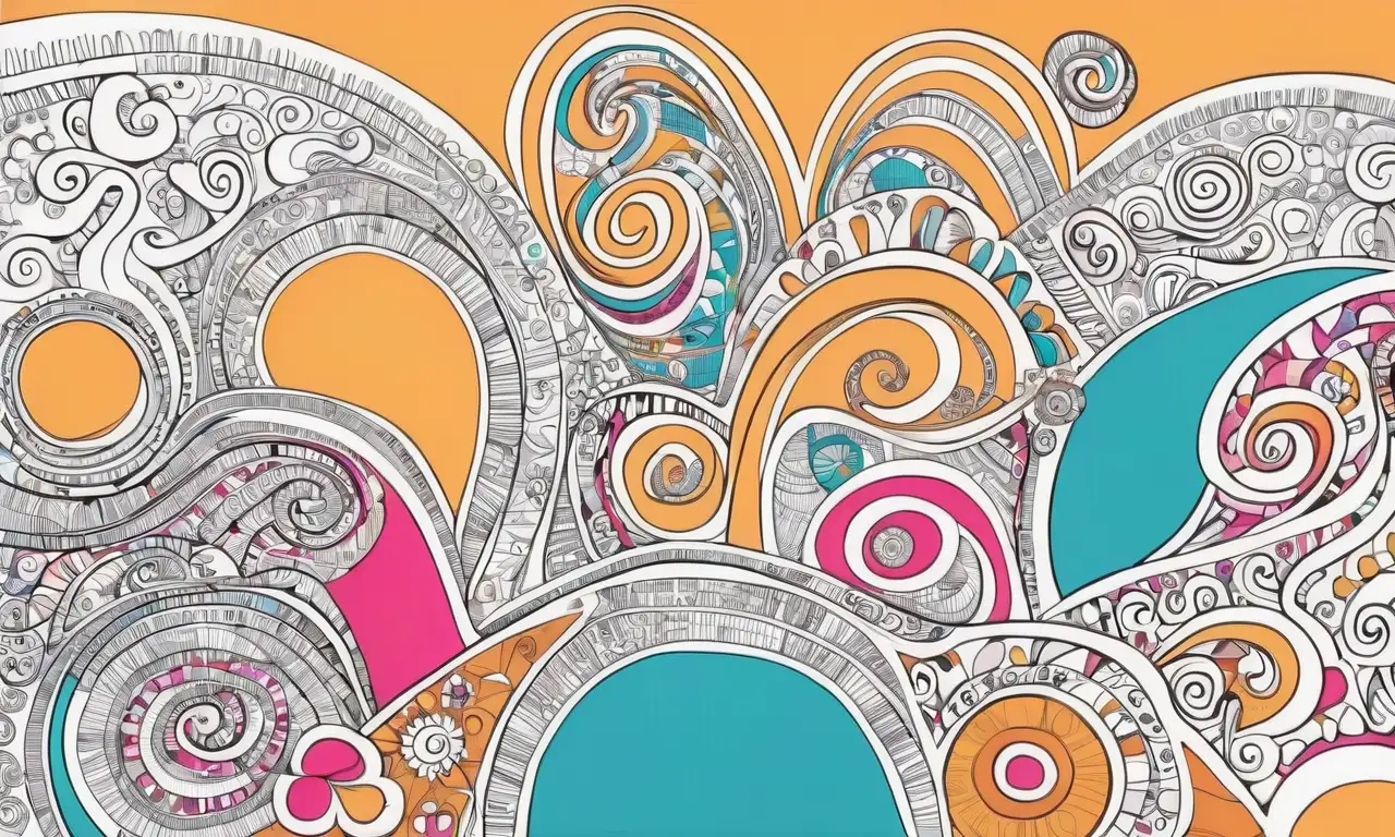 Diseño visual con colores vibrantes, contrastes nítidos y elementos intrincados que guían la atención y crean profundidad