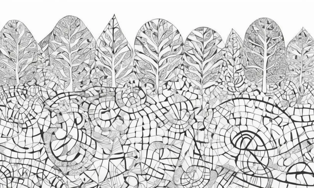 Líneas audaces y contrastes crean formas dinámicas y simbolizan complejidades éticas