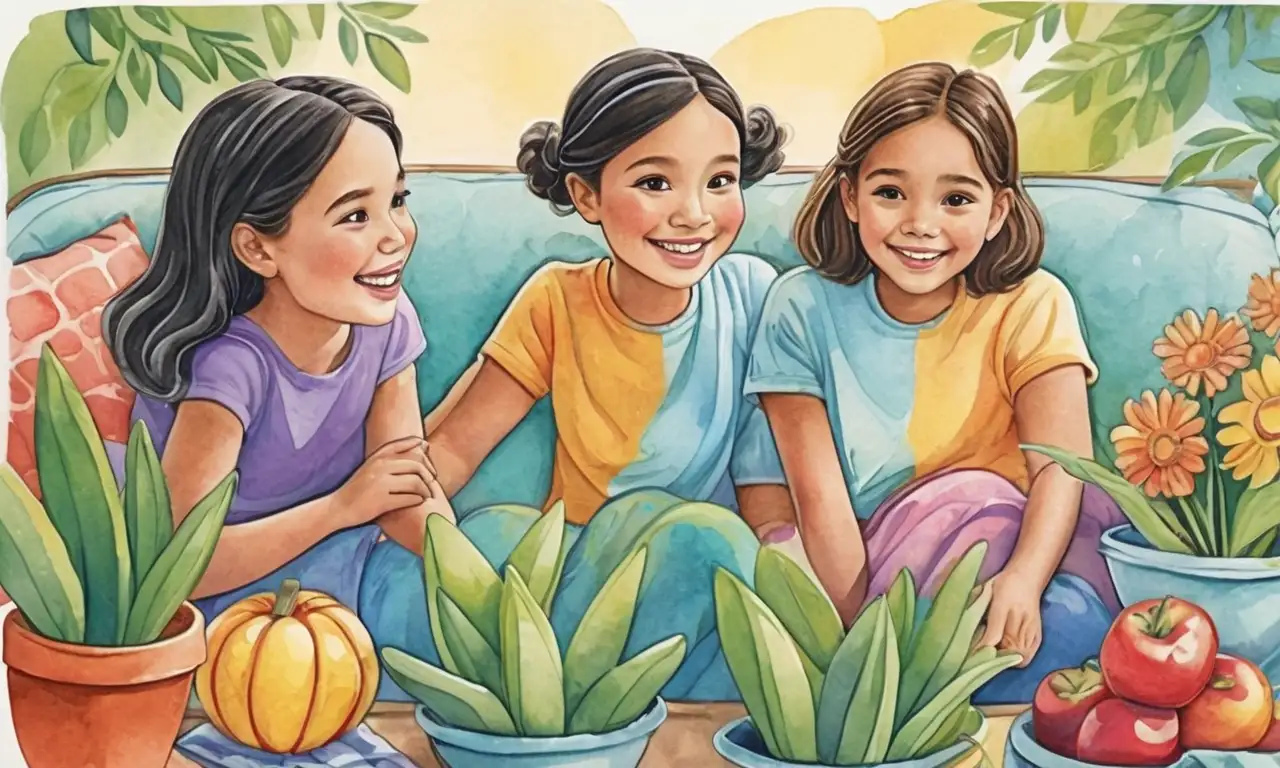 Una escena vibrante y armoniosa que simboliza la unidad y la bondad a través de colores, interacciones y detalles emotivos