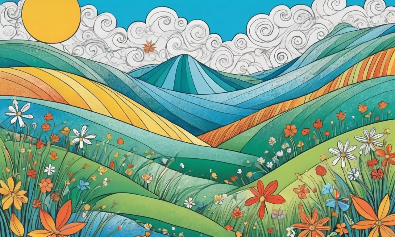 Colores vibrantes y suaves representan las estaciones en una composición equilibrada y dinámica
