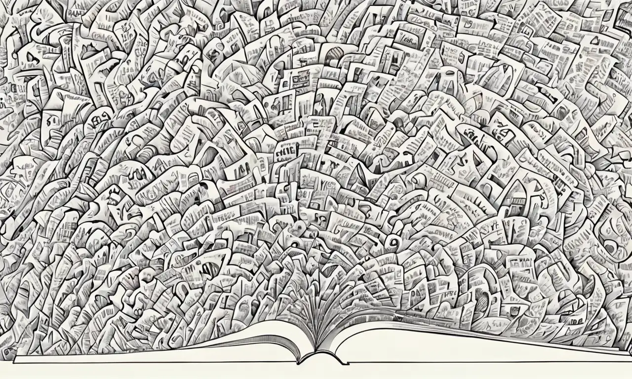 La obra presenta líneas definidas, sombras suaves y texturas intrincadas que evocan confusión y curiosidad en un ambiente de aprendizaje