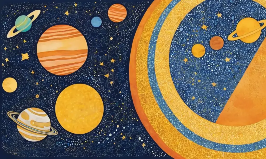 Composición cósmica con planetas vibrantes