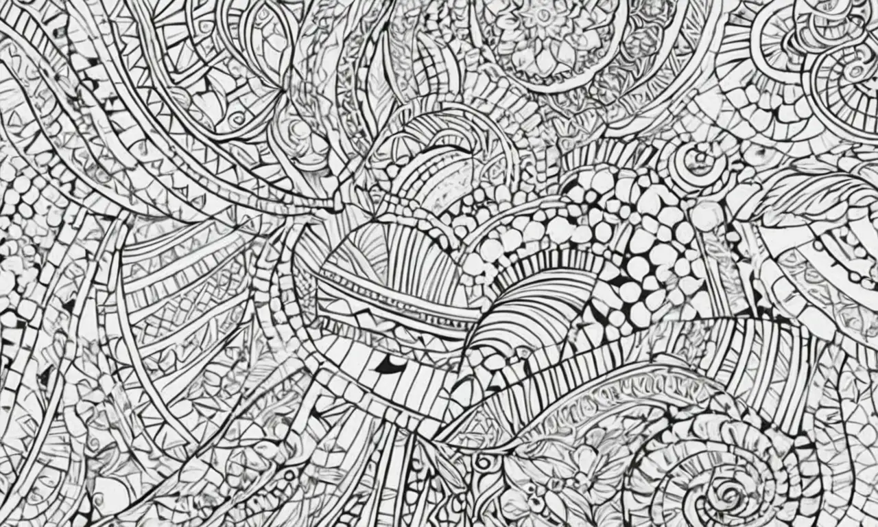 Un intrincado trabajo de líneas y texturas destaca conceptos gramaticales con colores armoniosos y detalles precisos