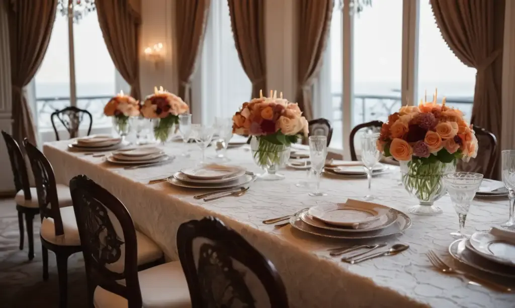Un ambiente elegante y acogedor con una cuidada mesa decorada