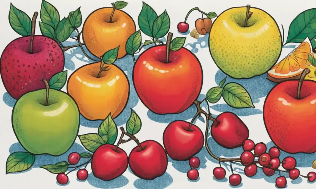 Una composición vibrante y equilibrada de frutas y verduras con colores ricos y texturas que invitan a explorar