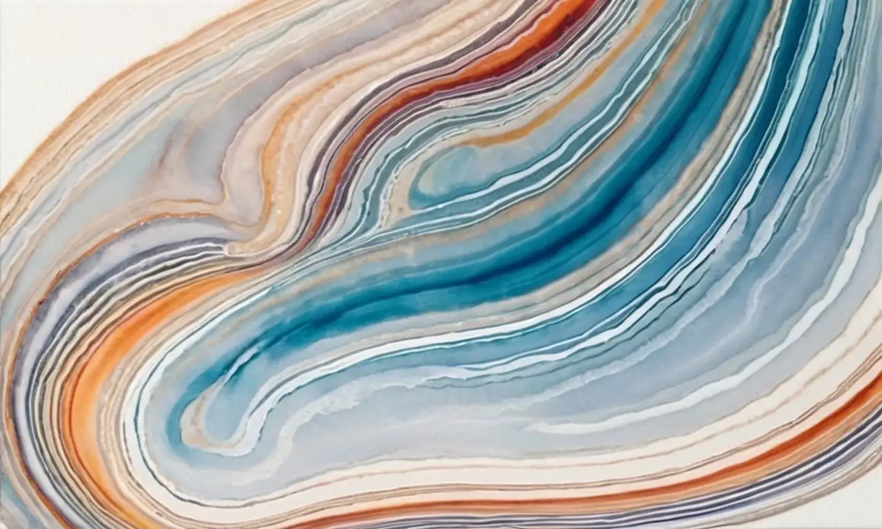 Curvas suaves y colores vibrantes del ágata crean una composición armoniosa y equilibrada