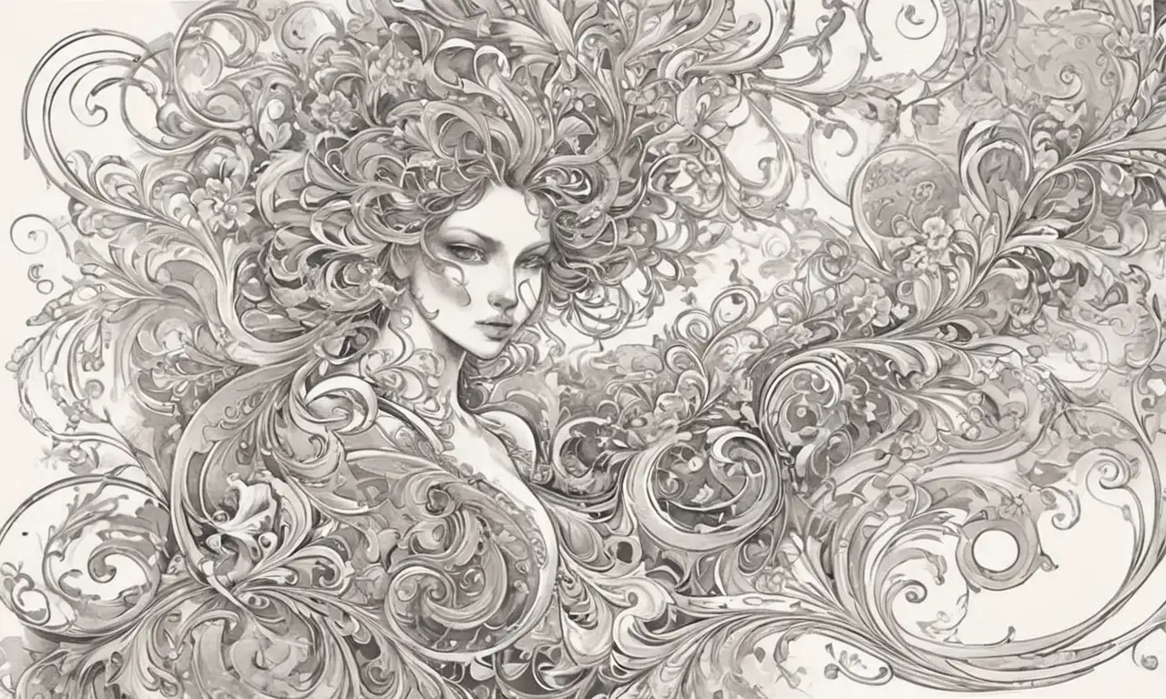 La obra presenta sombras oscuras, contrastes marcados, texturas variadas y una composición caótica que evoca tensión y complejidad