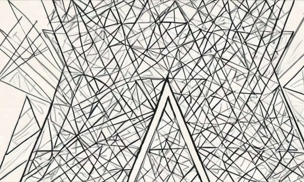 Triángulo vibrante con contornos oscuros y textura que crea profundidad y armonía visual