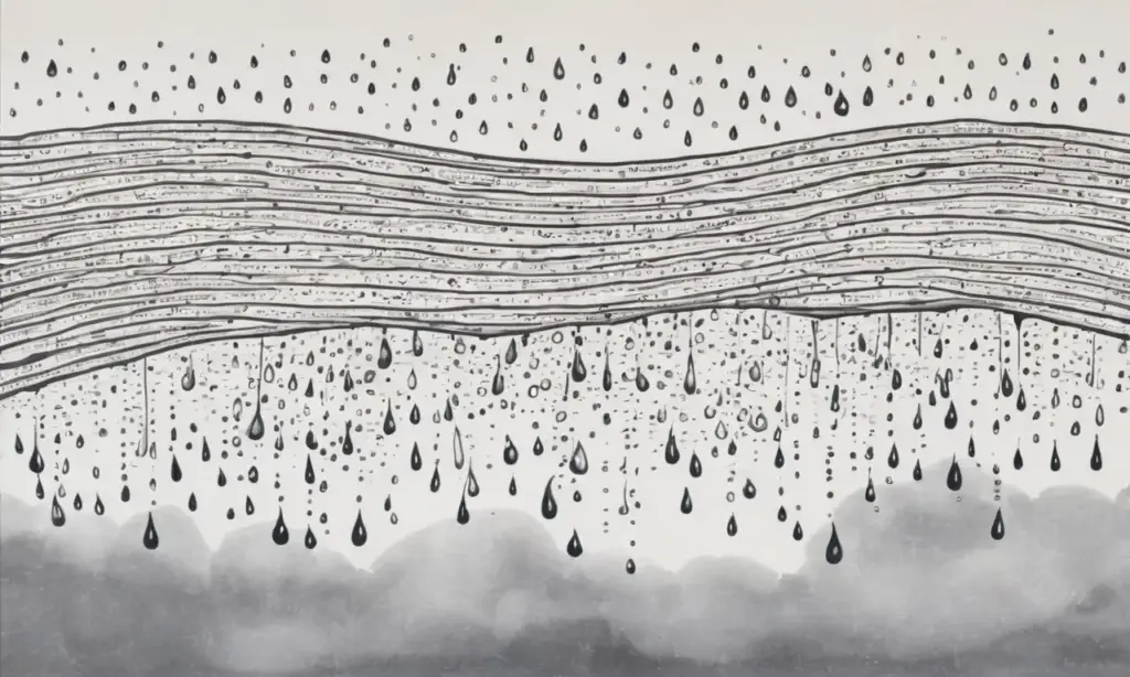 La lluvia crea una escena etérea y dinámica llena de luz