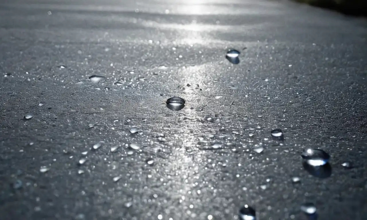 La suave lluvia crea una escena tranquila donde cada elemento cuenta una historia