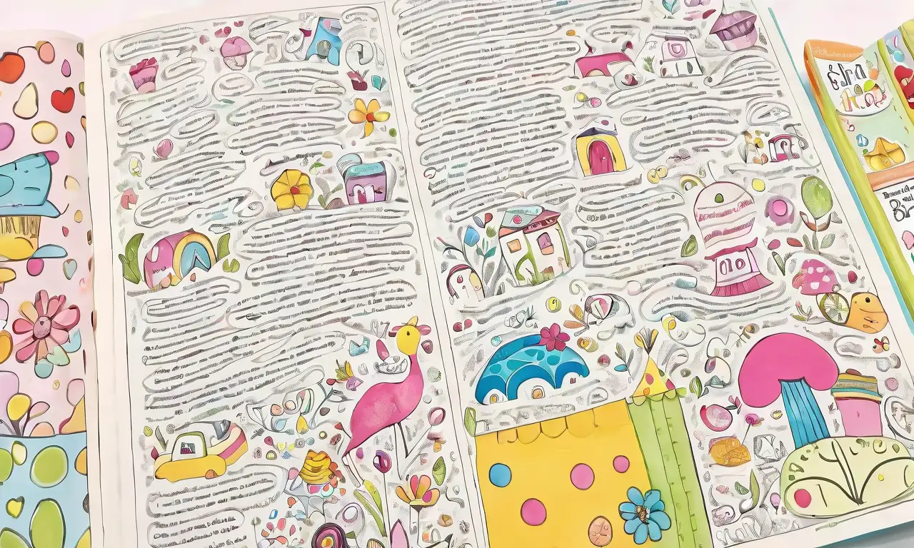 Fondo colorido con niños curiosos, libros, texturas y un rincón acogedor para leer
