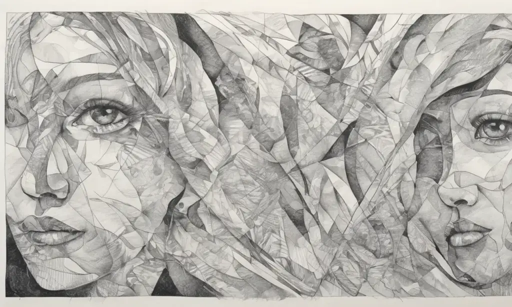 Composición artística compleja que evoca emociones a través de sombras
