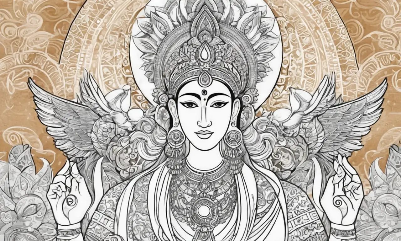 Un estilo artístico vibrante y detallado destaca en las figuras divinas con contraste de colores y texturas