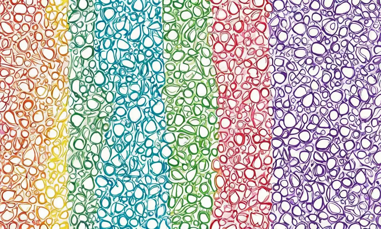 La obra combina colores vibrantes, texturas y formas en una armoniosa composición