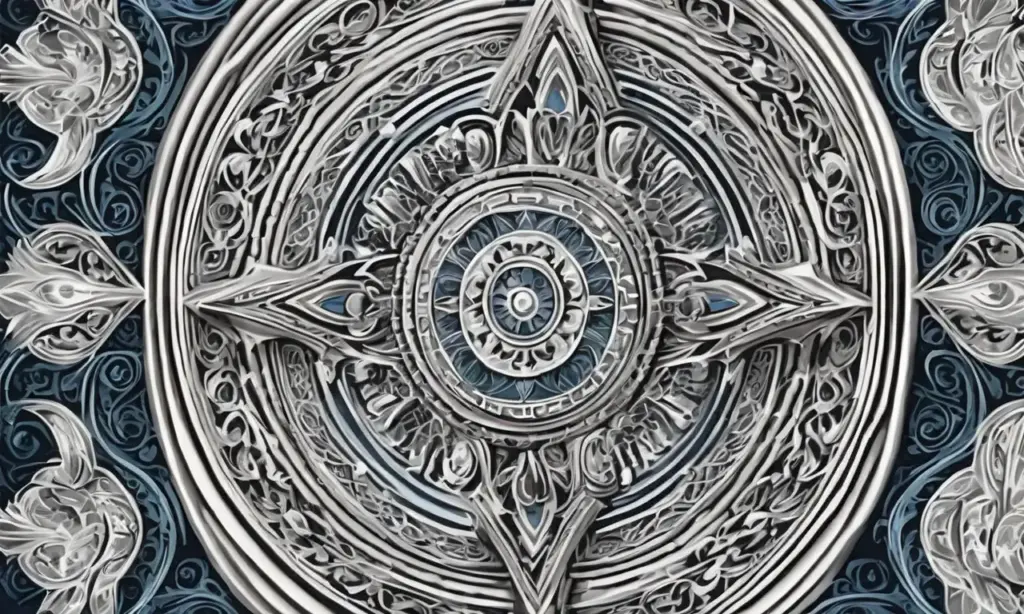 El escudo presenta un diseño complejo con líneas intrincadas
