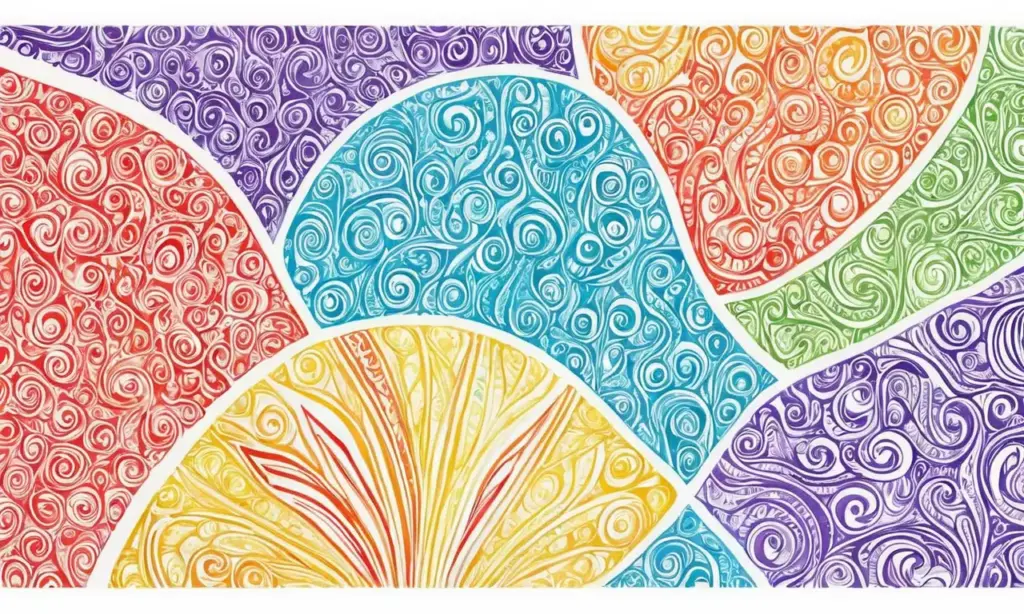 Colores vibrantes y curvas suaves se entrelazan creando una composición armónica y cautivadora