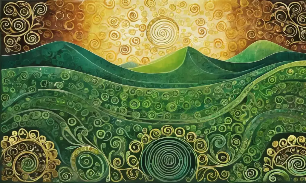 Una composición rica en colores y patrones que refleja movimiento y energía