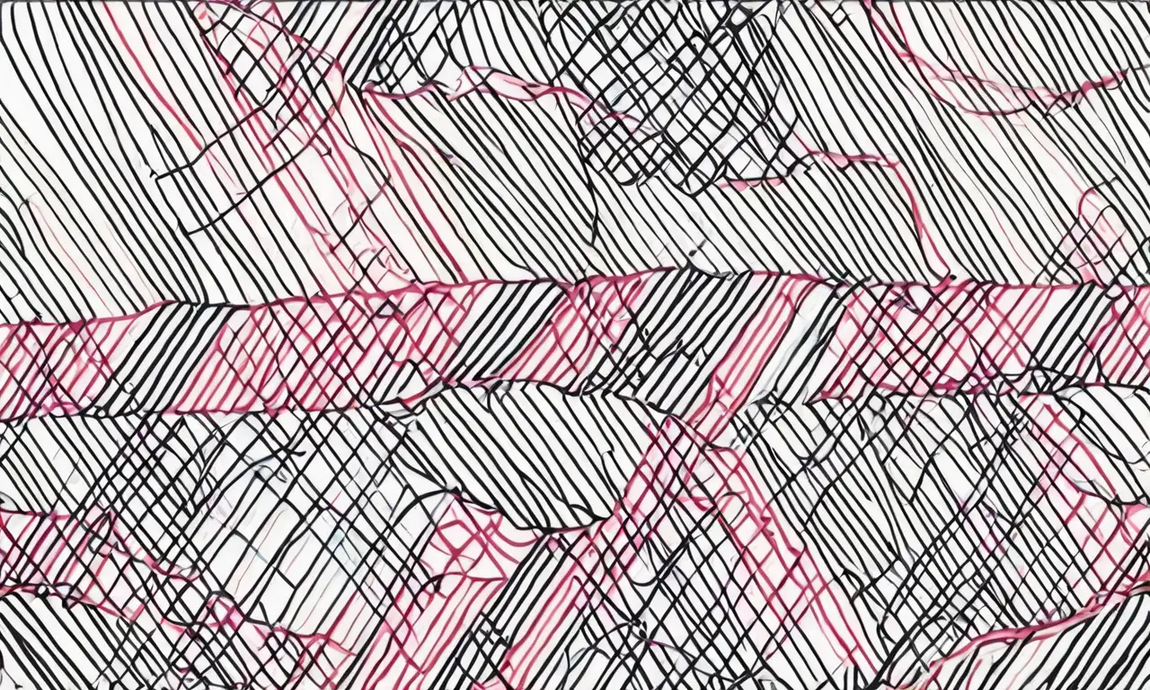 Formas geométricas con líneas definidas y colores vibrantes crean profundidad y organización visual