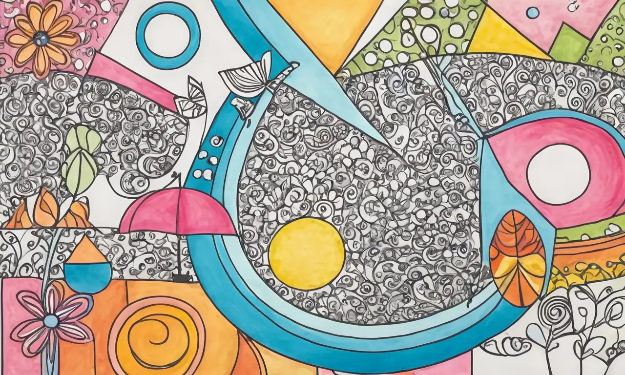 Colores vibrantes y pasteles se combinan en una composición armoniosa llena de formas, texturas y emociones