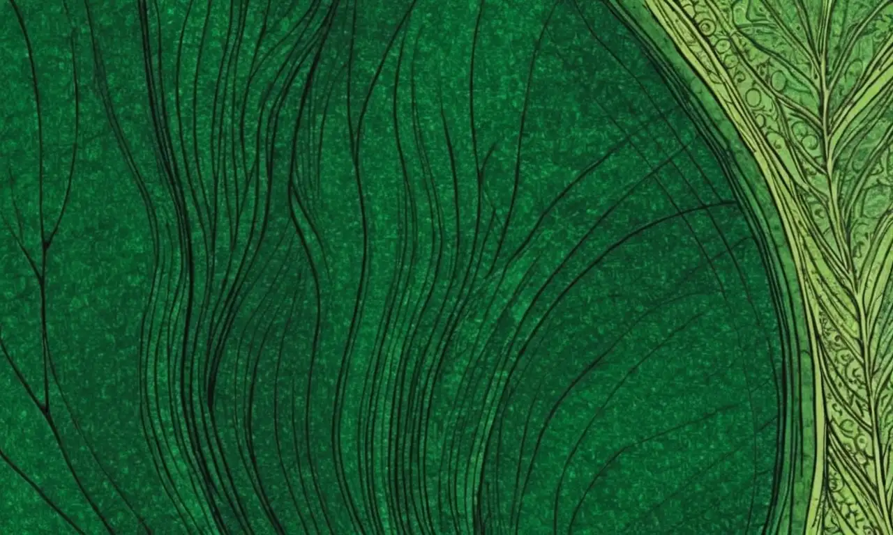 Colores verdes se entrelazan con formas orgánicas y detalles texturizados, evocando vida y armonía