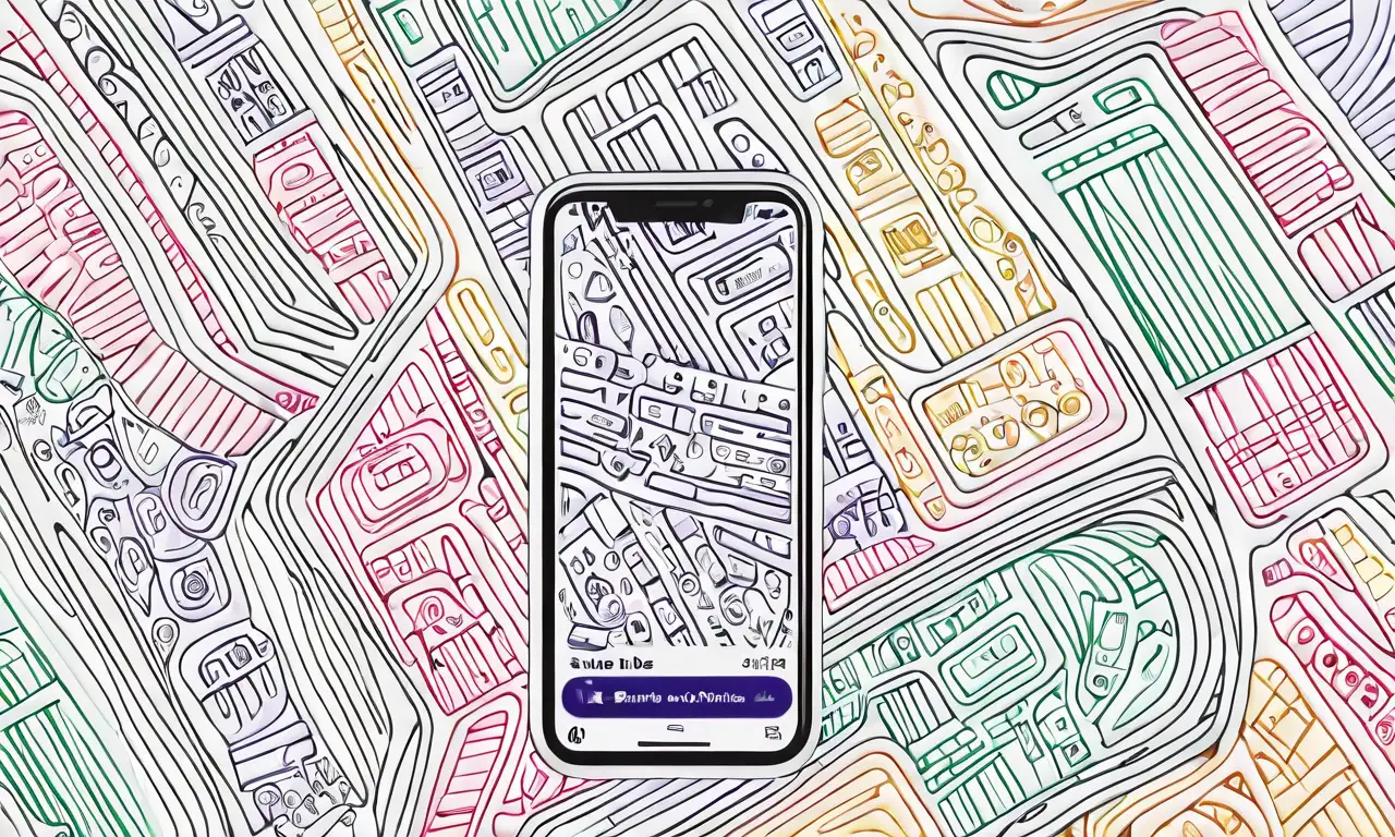 Diseño vibrante y minimalista que combina líneas, colores y texturas en un smartphone