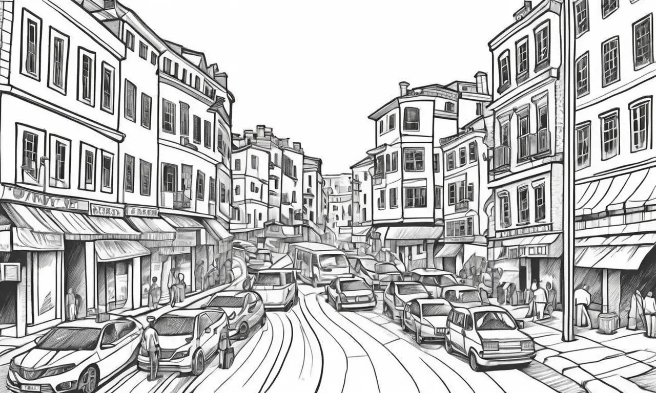 Las líneas y texturas del paisaje urbano representan contrastes de vida, clases, poder, y tensión social