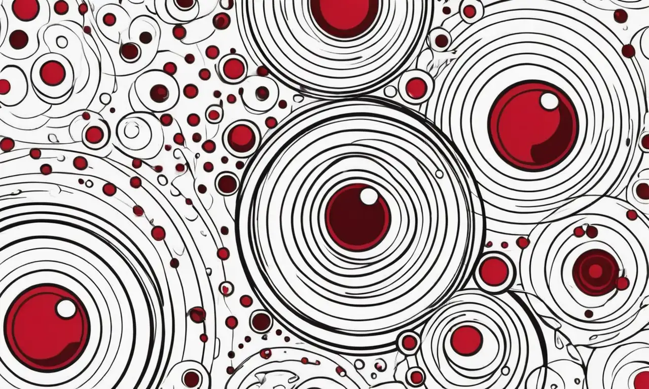 Composición detallada que combina líneas intrincadas, contraste de tonos y texturas fluidas para representar tipos de sangre y volumen