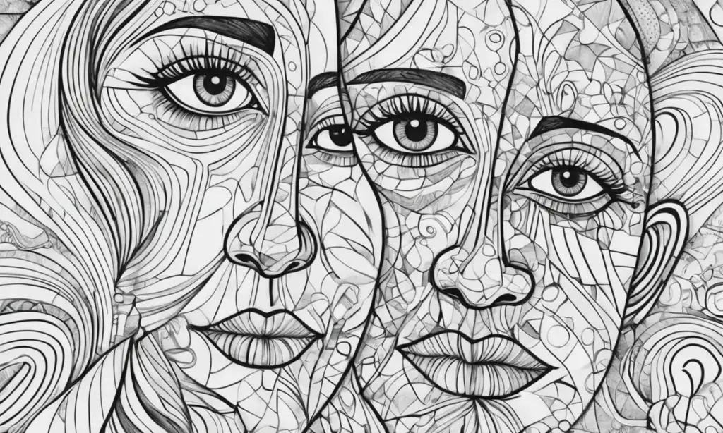 Líneas audaces y contrastes visuales expresan dilemas morales y conflictos éticos en una composición dinámica