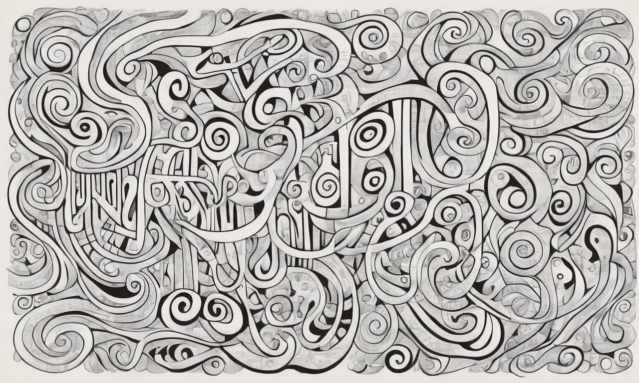 La combinación de elementos visuales como líneas, colores y texturas crea una rica y emotiva comunicación visual