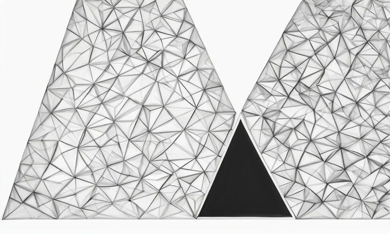 Un triángulo detallado con sombras suaves y una fusión de geometría y arte