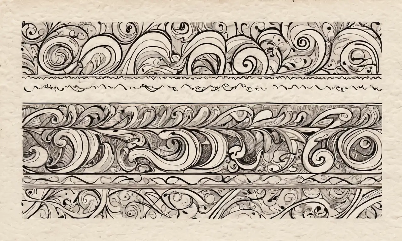 Un fondo de papel texturizado con tonos sepia, tinta negra, toques de color y detalles intrincados que crean profundidad y movimiento