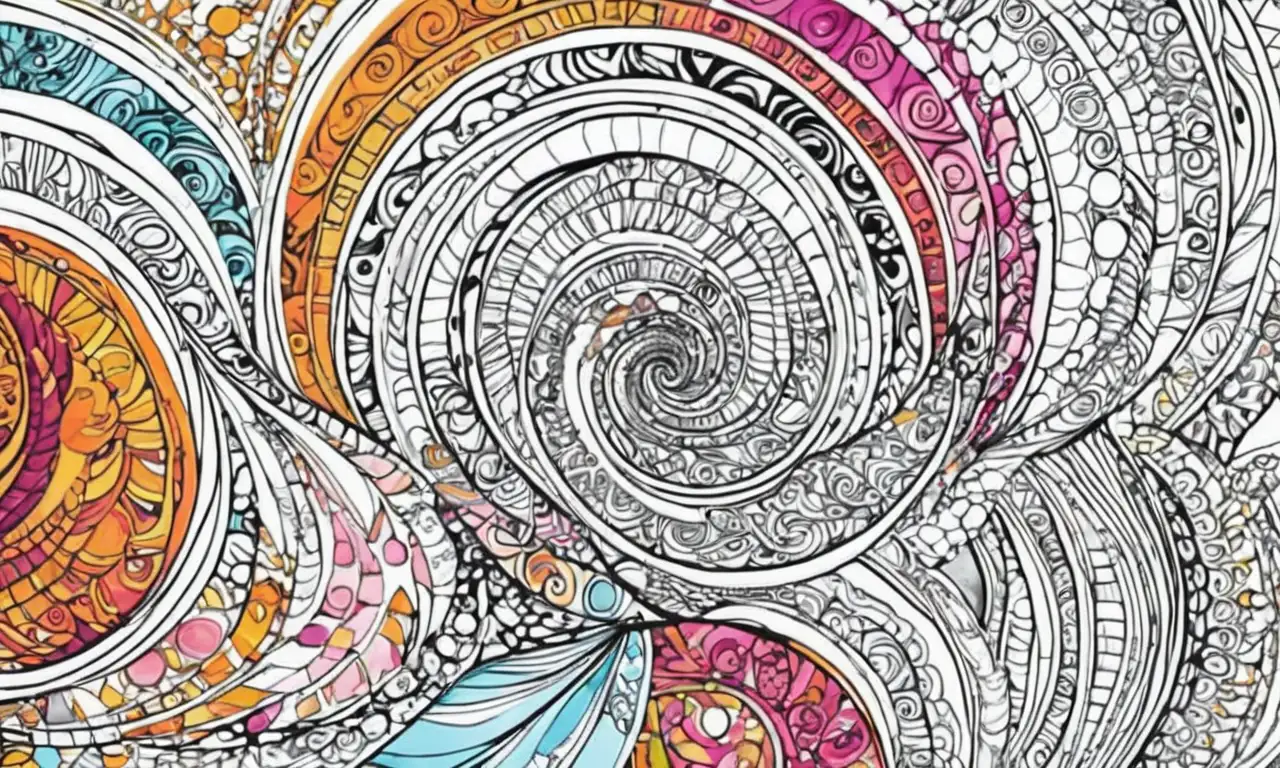 Un complejo patrón visual combina formas, colores y texturas, creando dinamismo y emoción