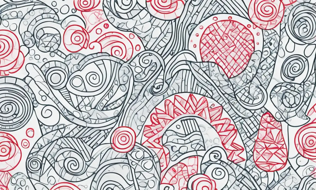 Un diseño visualmente dinámico combina líneas, texturas y colores para representar la vida cotidiana