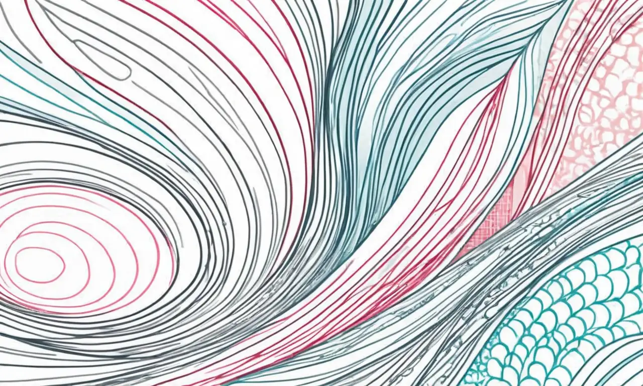 Líneas dinámicas y formas contrastantes crean profundidad y fluidez en la composición visual