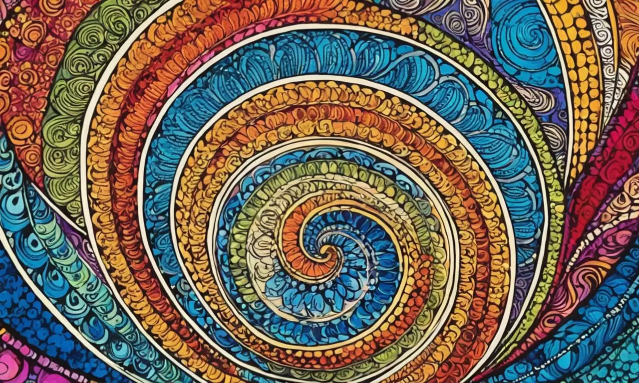 Colores vibrantes, líneas intrincadas, sombras suaves y patrones texturales crean una obra rica en tradición y movimiento