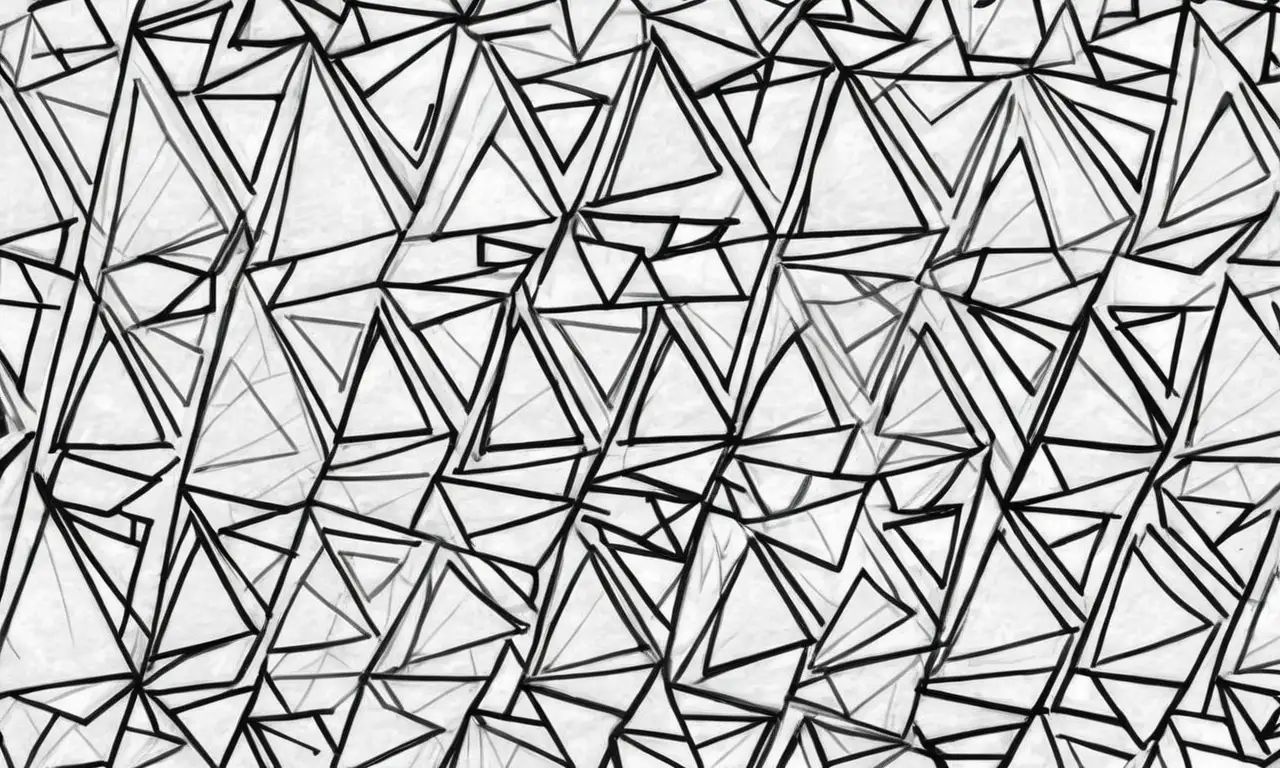 Un triángulo se define por contornos audaces, sombras sutiles, colores vibrantes y detalles intrincados
