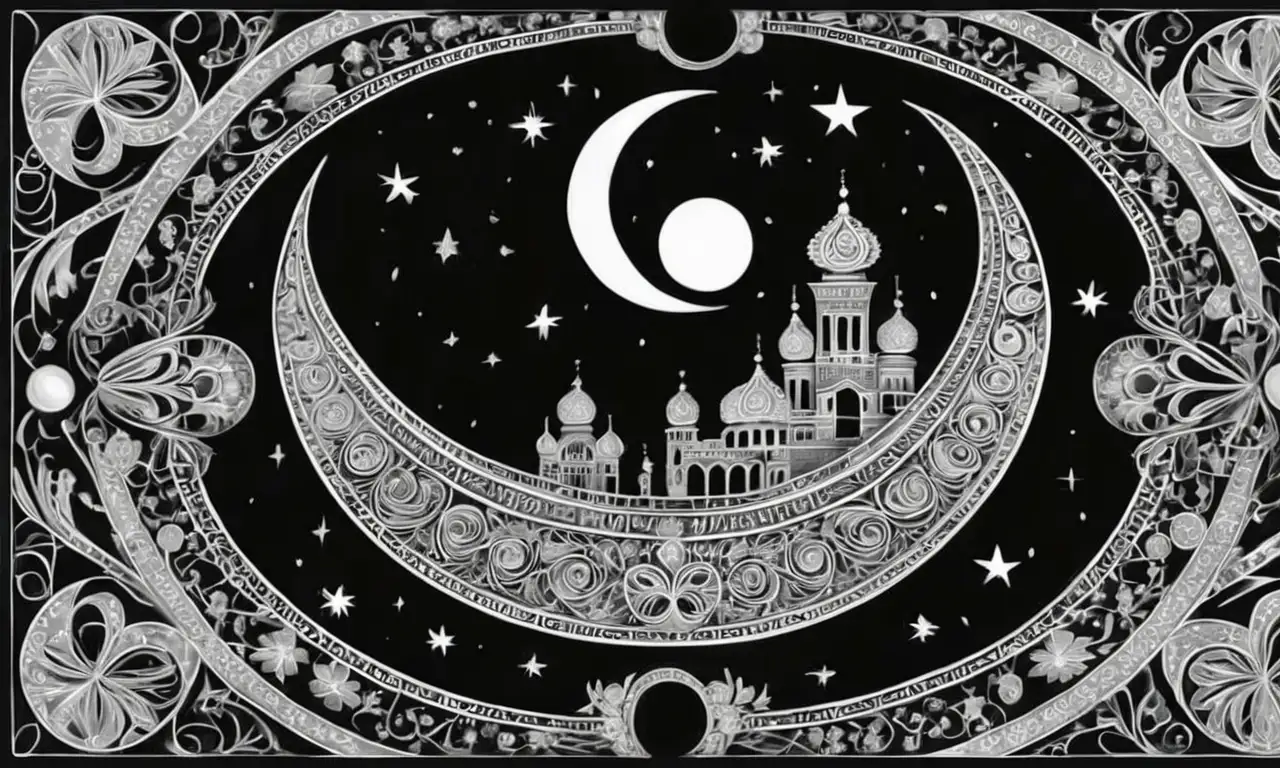 Un diseño complejo de luna y patrones evoca espiritualidad y tradición