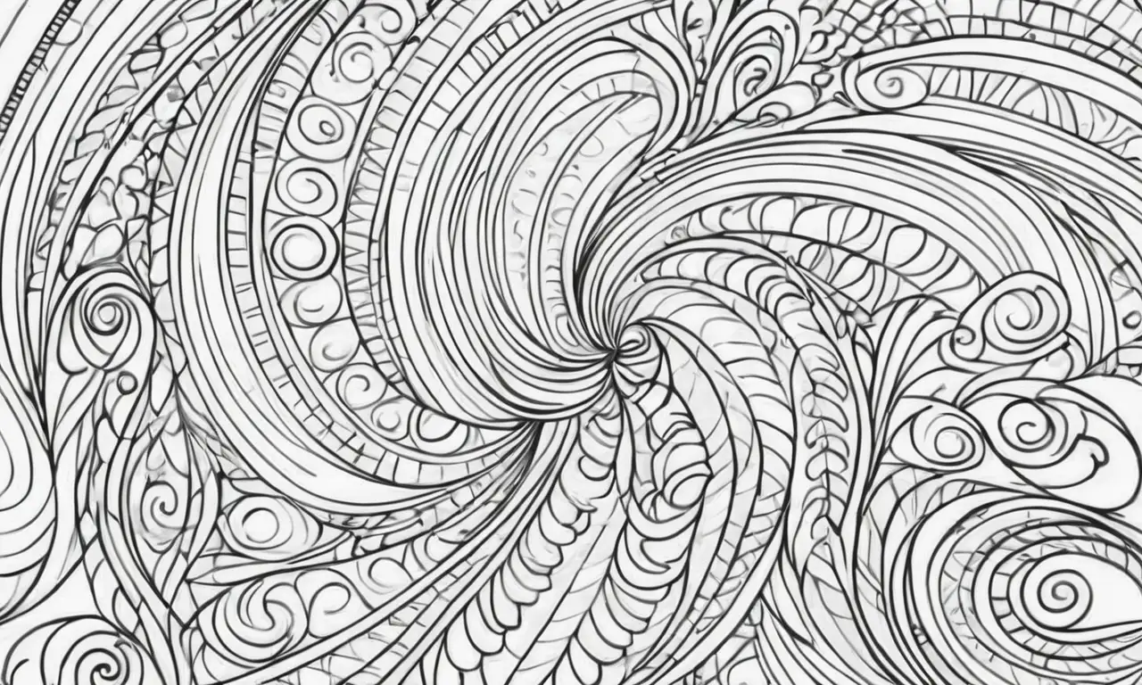 La composición combina líneas, sombras, colores y patrones para crear profundidad y equilibrio