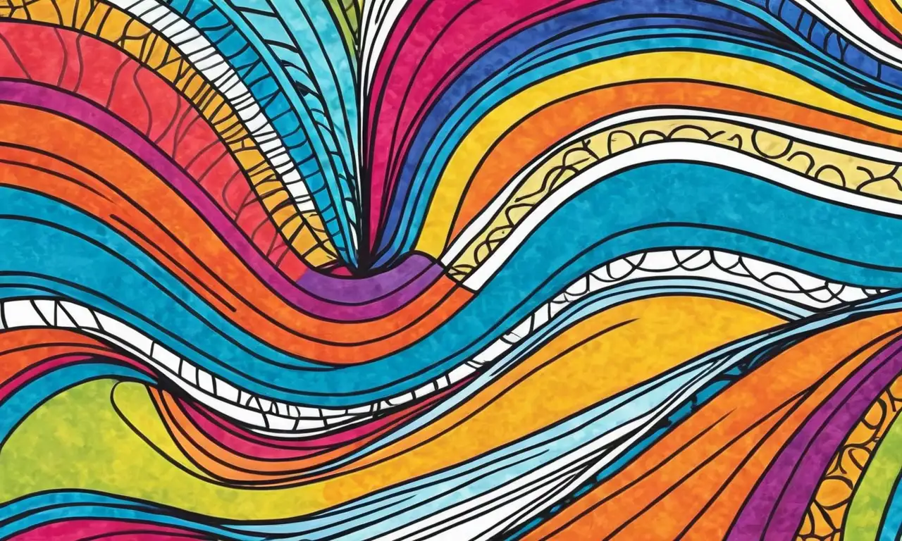 Colores vivos y líneas audaces se combinan en una composición dinámica y equilibrada que capta la atención