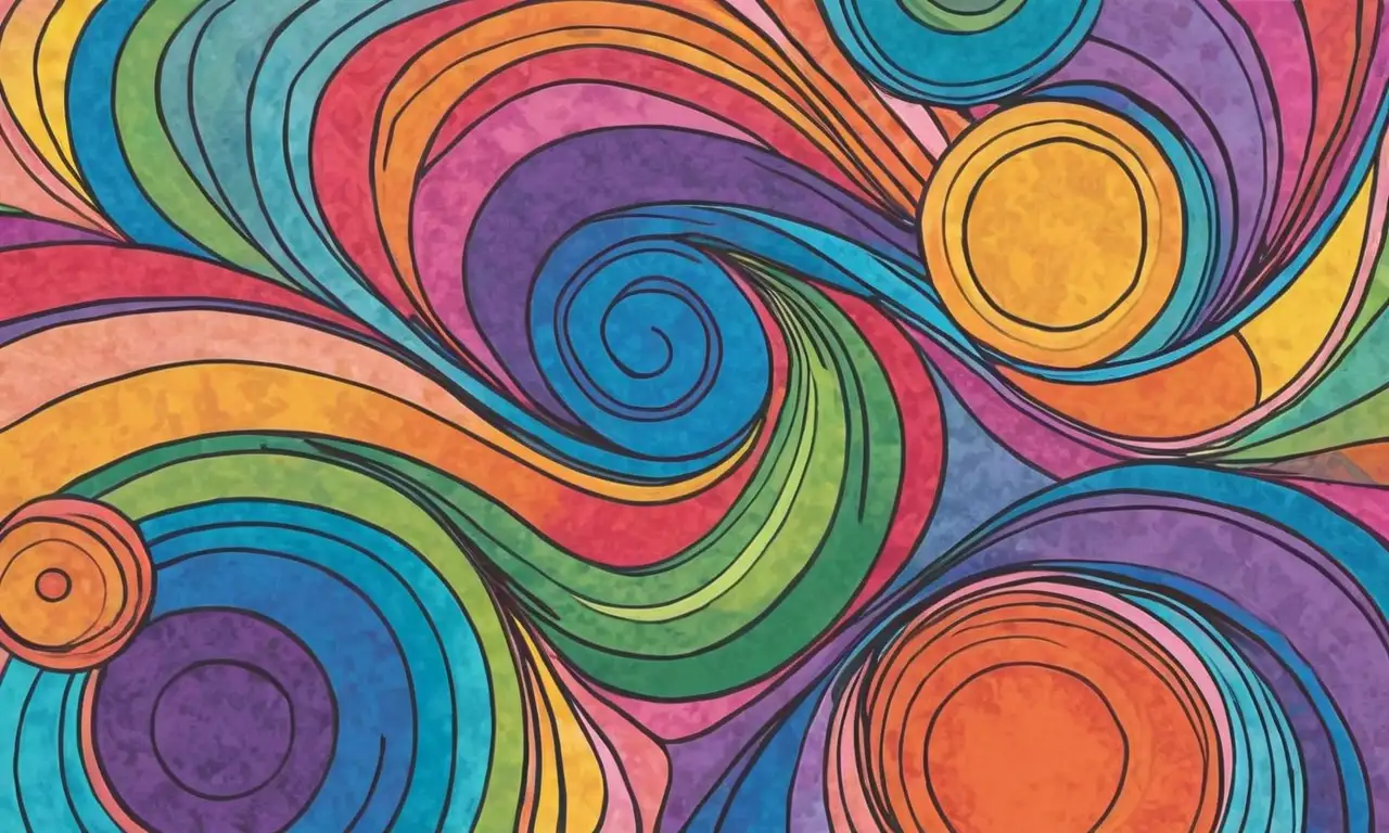 Colores vibrantes y texturas complejas crean una obra de arte dinámica y armoniosa